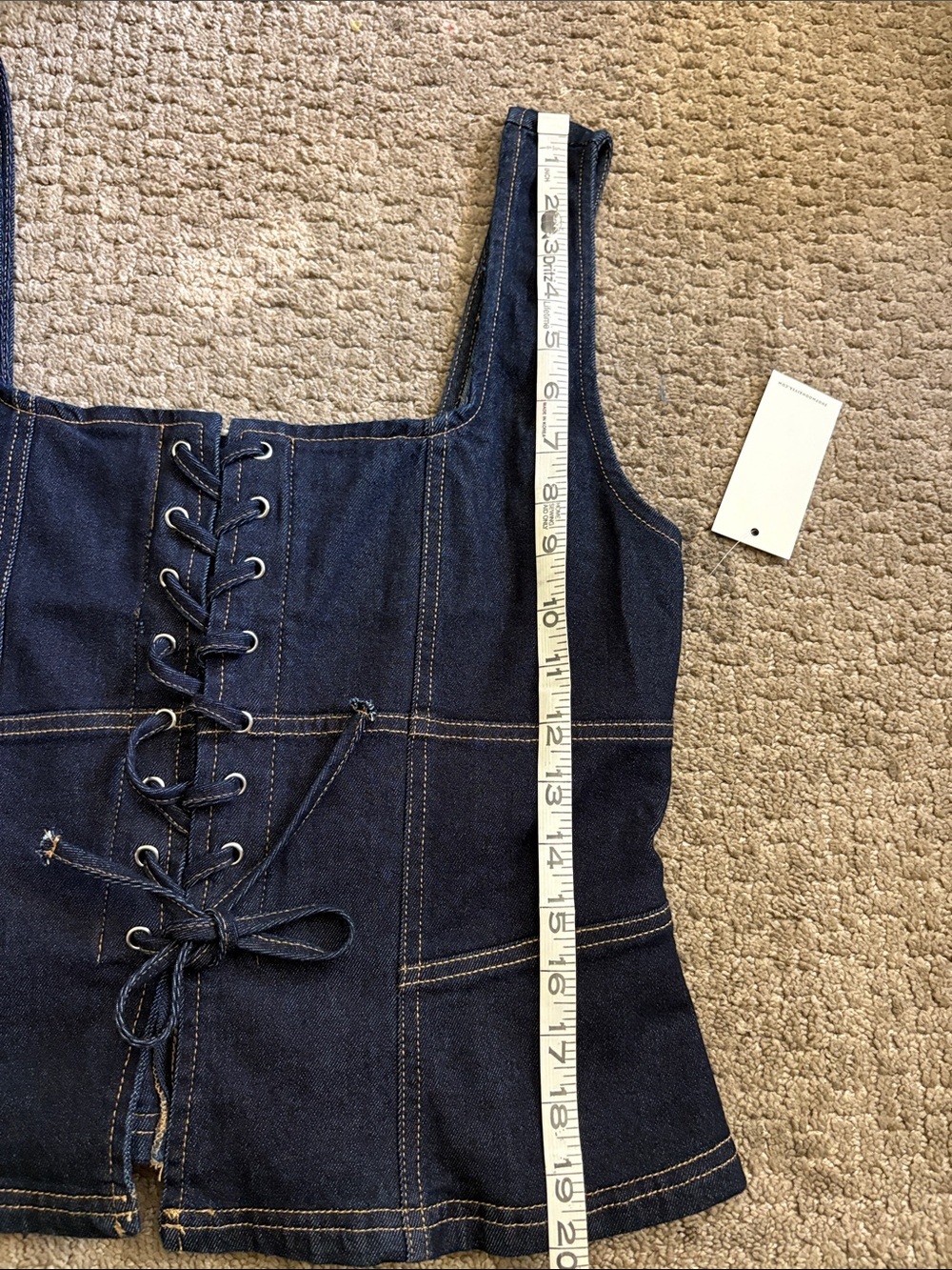 Moon River Lace-Up Detail Denim Corset Top Size XL - Picture 10 of 10